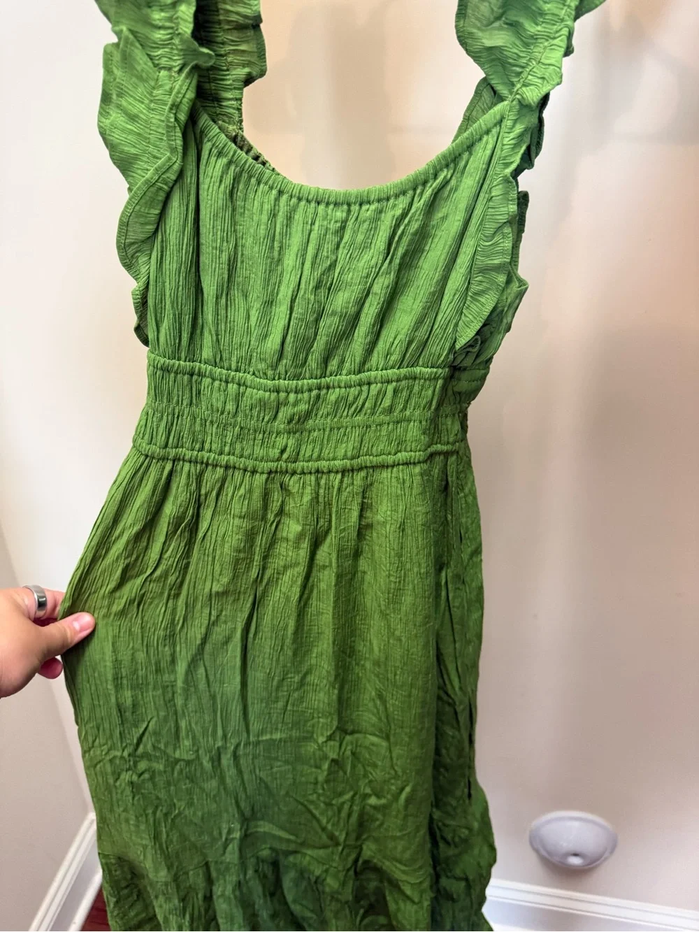 Abercrombie & Fitch Green Ruffle-Strap Maxi Dress